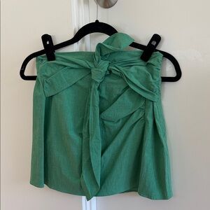 Zara Green Mini Skirt with Bow Detail
